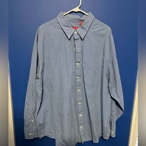 {Izod} men's long sleeve blue white check dress shirt button down size 2XL